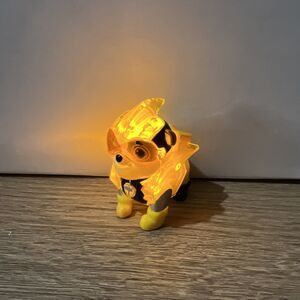 Paw Patrol Mighty Pups Charged Up Rubble Light Up Action Hero Figure Toy